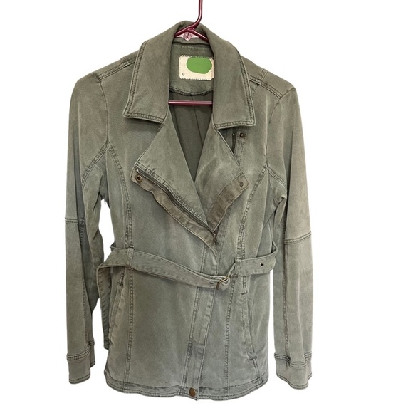 Anthropologie Green Everyday Belted Moto Utility Jacket - Picture 1 of 14